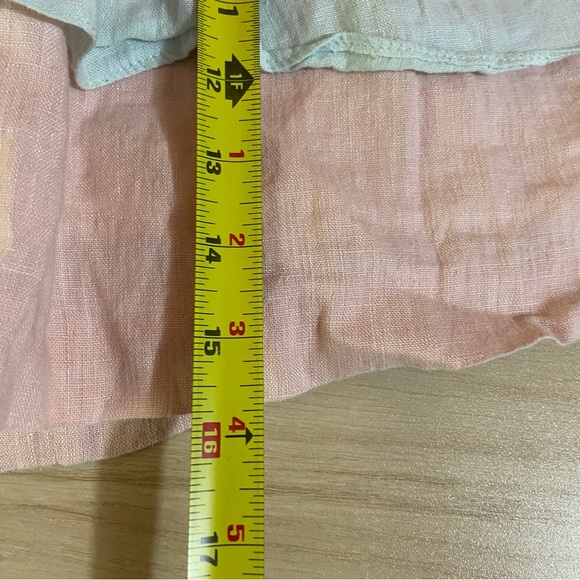 Pilar Batanero Linen Baby Girl Dress Tiered Color Block Pastels Boho Coastal - Picture 7 of 7